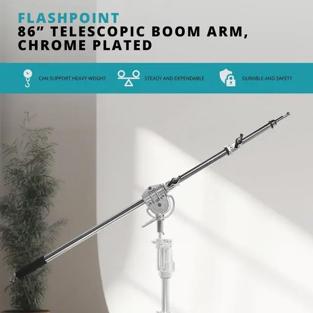 Alt view image 3 of 7 - Flashpoint 86" Telescopic Boom Arm, Chrome-Plated