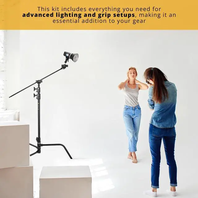 Alt view image 4 of 7 - Flashpoint 40" Quick Release Turtle Base C-Stand Kit with 2.5" Grip Head & 40" Grip Arm (Black)