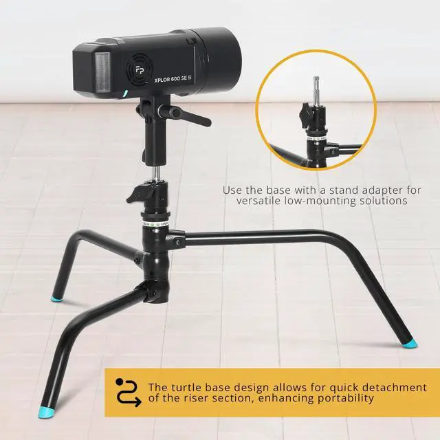 Alt view image 3 of 7 - Flashpoint 40" Quick Release Turtle Base C-Stand Kit with 2.5" Grip Head & 40" Grip Arm (Black)