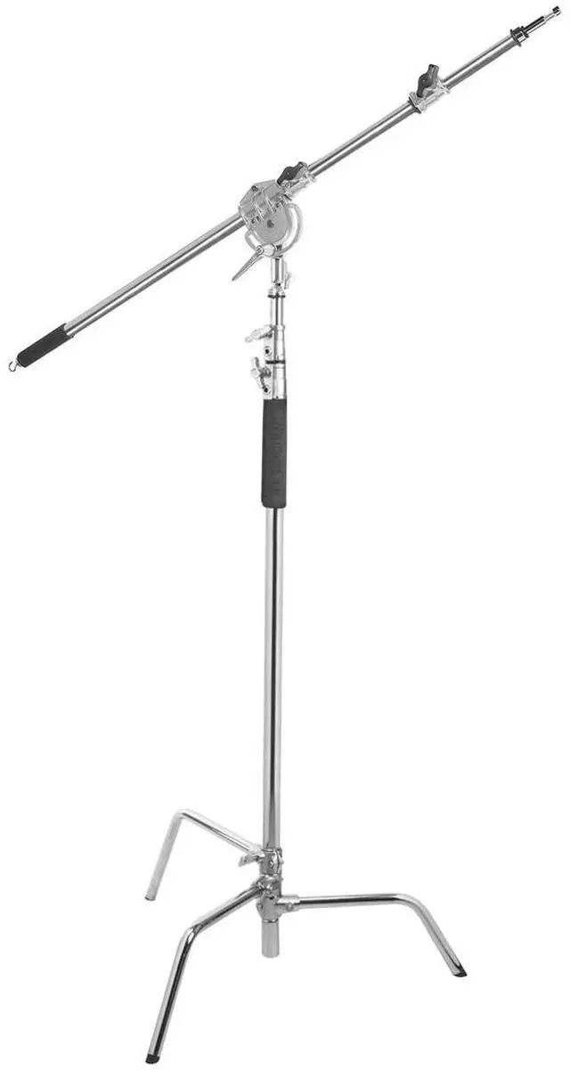 Main image of Flashpoint Turtle Base C-Stand and Cross Arm Boom Kit (Chrome, 10.5')