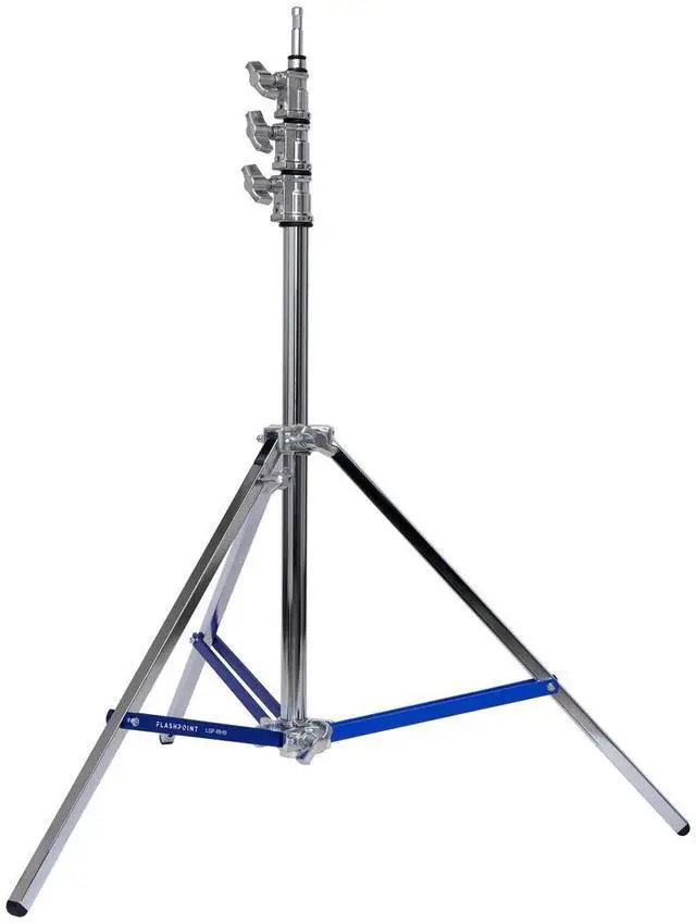 Main image of Flashpoint Flashpoint 9.9ft Steel Light Stand Pro with Leveling Leg, Silver, Max Load 22lb