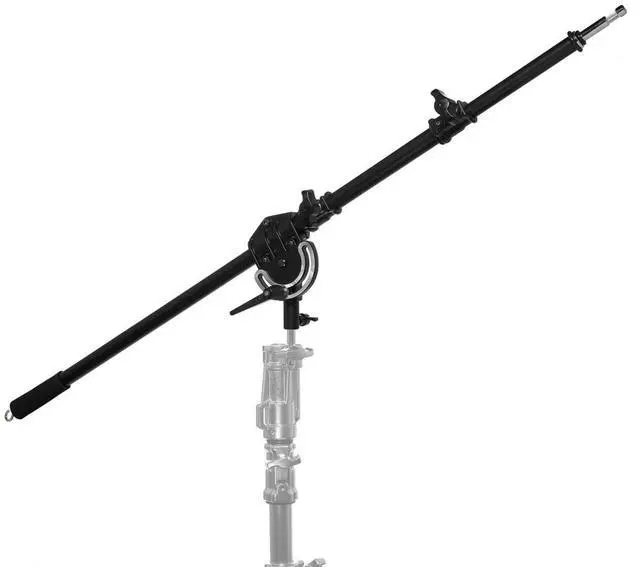 Alt view image 6 of 7 - Flashpoint Turtle Base C-Stand and Cross Arm Boom Kit (Black, 10.5')