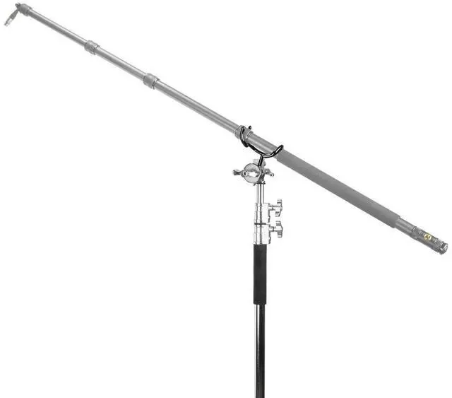 Alt view image 4 of 7 - Flashpoint 10' C Light Stand on Turtle Base Kit, Chrome with 40" Grip Arm & 2 Gobo Heads and Baby Pin, Boom Pole Holder