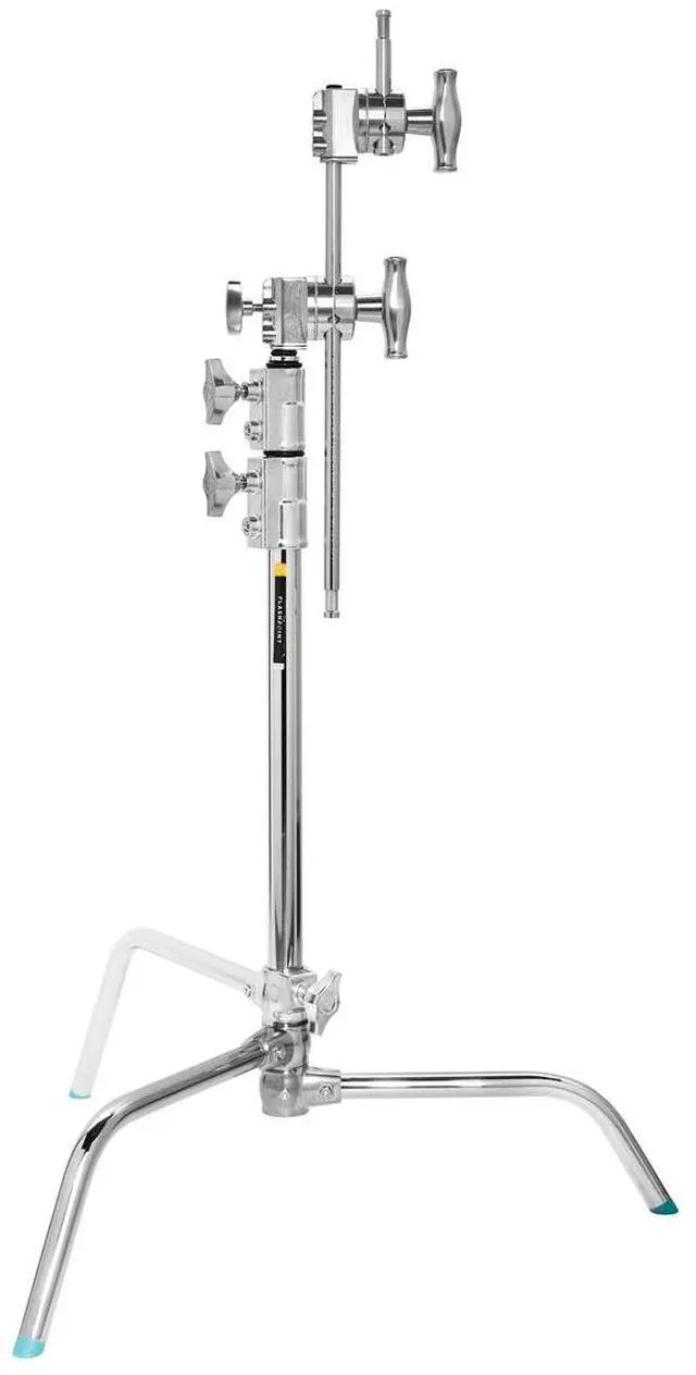Alt view image 6 of 7 - Flashpoint 20" Quick Sliding Leg C-Stand Kit with 2.5" Grip Head & 20" Grip Arm (Chrome)