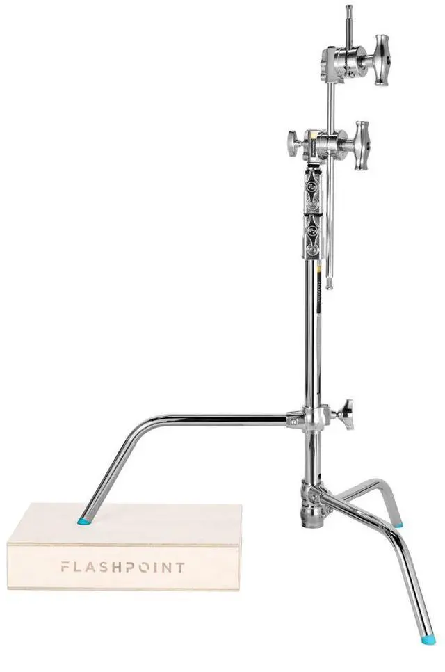 Alt view image 7 of 7 - Flashpoint 20" Quick Sliding Leg C-Stand Kit with 2.5" Grip Head & 20" Grip Arm (Chrome)