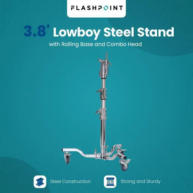 Alt view image 6 of 7 - Flashpoint Flashpoint 3.8' Lowboy Steel Stand, with 86" Telescopic Boom Arm and Weight Bag