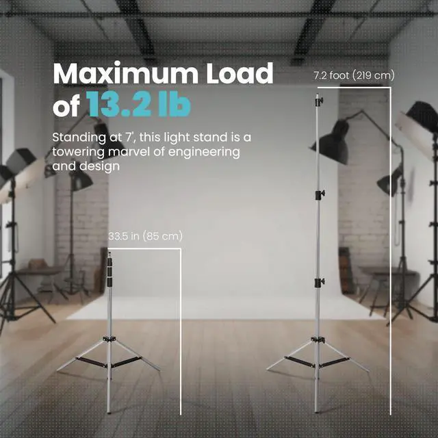 Alt view image 3 of 7 - Flashpoint Pro Air-Cushioned Heavy-Duty Light Stand (Chrome, 7.2')