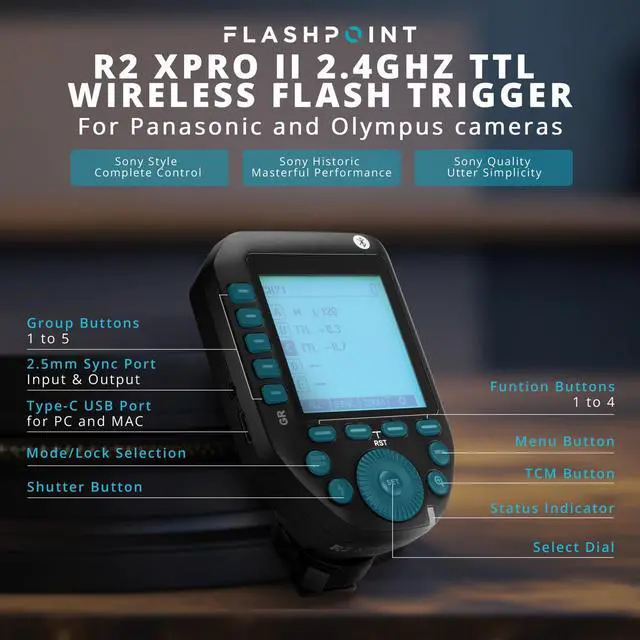 Alt view image 4 of 7 - Flashpoint R2 XPro II 2.4GHz TTL Flash Trigger for Panasonic & Olympus Cameras