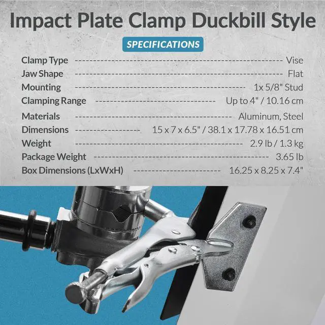 Alt view image 7 of 7 - Flashpoint Duckbill Style Plate Clamp, Black/White