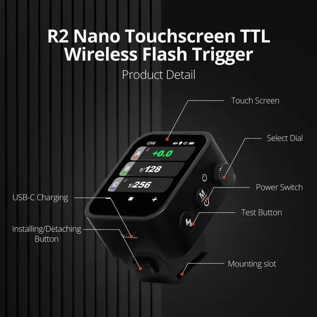 Alt view image 7 of 7 - Flashpoint R2 Nano Touchscreen TTL Wireless Flash Trigger for Canon