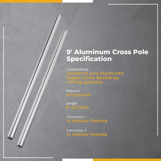 Alt view image 6 of 7 - Flashpoint 9' Aluminum Cross Pole for Uncored Paper or Fabric Backgrounds