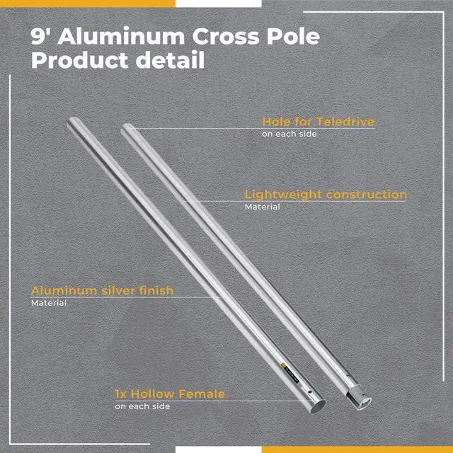 Alt view image 7 of 7 - Flashpoint 9' Aluminum Cross Pole for Uncored Paper or Fabric Backgrounds