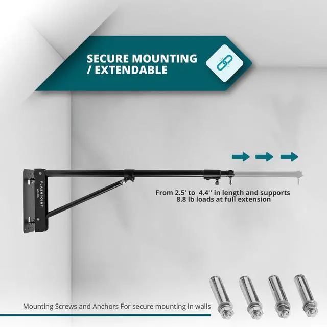 Alt view image 2 of 7 - Flashpoint Wall-Mounted Boom Arm, 2.5-4.4'
