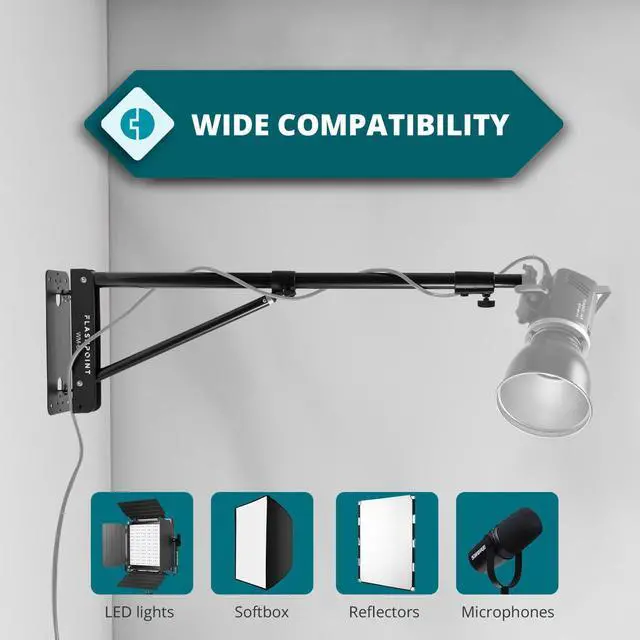Alt view image 4 of 7 - Flashpoint Wall-Mounted Boom Arm, 2.5-4.4'
