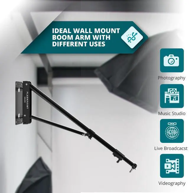 Alt view image 6 of 7 - Flashpoint Wall-Mounted Boom Arm, 2.5-4.4'