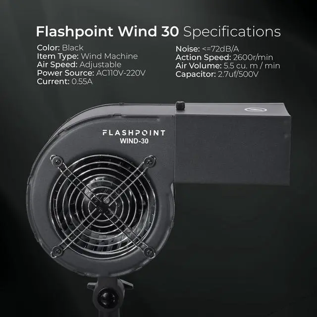 Alt view image 3 of 7 - Flashpoint Wind 30 AC-Powered Studio Fan
