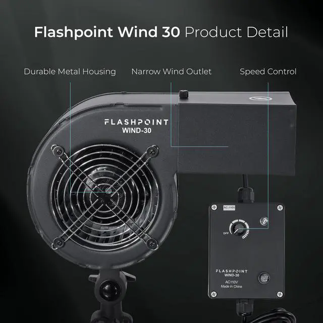 Alt view image 5 of 7 - Flashpoint Wind 30 AC-Powered Studio Fan