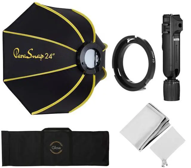 Alt view image 4 of 7 - Glow ParaSnap PS-B24K 24" Octagonal Softbox for Flashpoint XPLOR 300 Pro and Godox ML60 Light