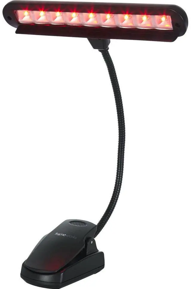 Alt view image 3 of 7 - Gator Cases Frameworks Clip-on LED Music Lamp with Adjustable Neck for Music Stands, Red