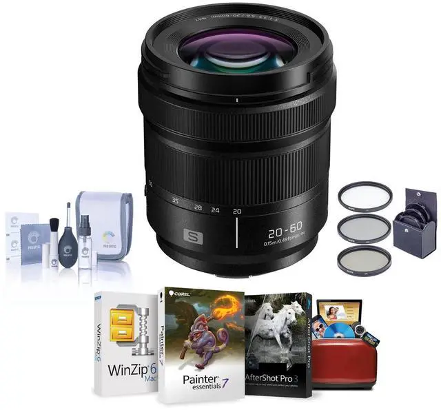 Main image of Panasonic LUMIX S 20-60mm f/3.5-5.6 Lens for L Mount, Bundle with ProOptic 67mm Filter Kit, Mac Software Kit, Cleaning Kit