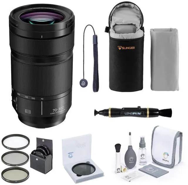 Main image of Panasonic LUMIX S 70-300mm f/4.5-5.6 Lens for L Mount, Bundle with ProOptic 77mm Filter Kit, Lens Pouch, Lens Cleaner, Cleaning Kit, Lens Cap Tether
