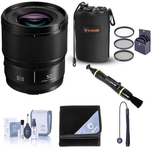 Main image of Panasonic LUMIX S 50mm f/1.8 Lens for L Mount, Bundle with ProOptic 67mm Filter Kit, Pouch, Lens Cleaner, Lens Wrap, Cleaning Kit, Lens Cap Tether