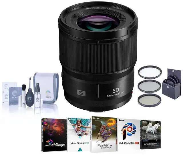 Main image of Panasonic LUMIX S 50mm f/1.8 Lens for L Mount, Bundle with ProOptic 67mm Filter Kit, PC Software Kit, Filter Kit, Cleaning Kit