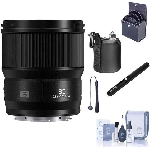 Main image of Panasonic Lumix S 85mm f/1.8 Lens for L Mount, Bundle with ProOptic 67mm Filter Kit, Pouch, Lens Cleaner, Cleaning Kit, Lens Cap Tether