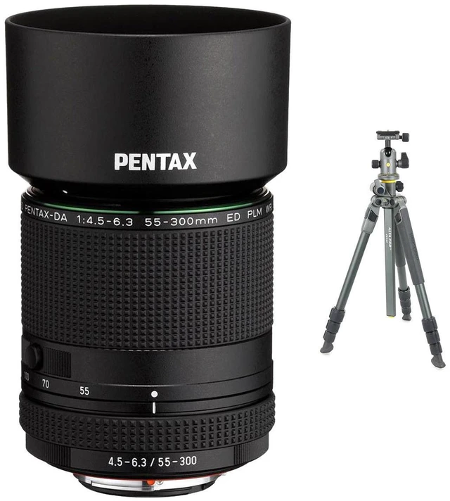 Main image of Pentax HD Pentax-DA 55-300mm f/4.5-6.3 ED PLM WR RE Lens, Bundle with VEO 3T+ 264AB 4-Section Aluminum Travel Tripod and BH-160S Ball Head