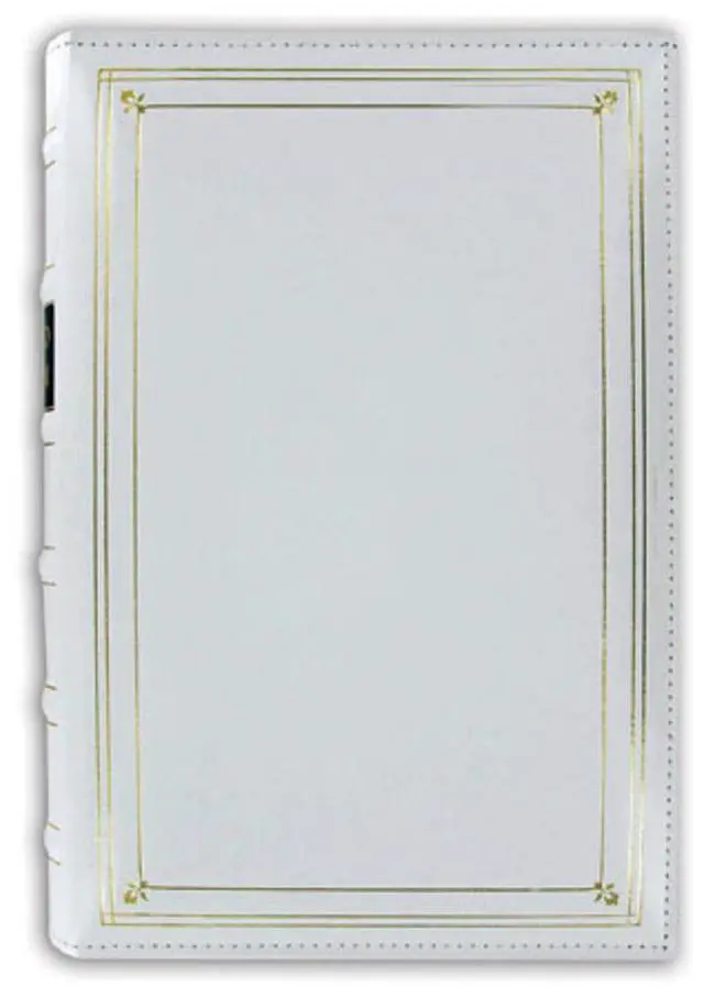 Main image of Pioneer Photo Album Bonded Leather Bi-Directional Memo 3 Ring Photo Album, Holds 204 4x6" Photos, 3 Per Page, White