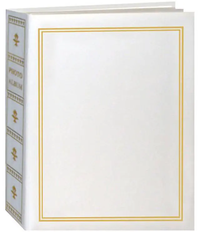 Main image of Pioneer Photo Album Book Style Bound Photo Album with Gold Accents, Holds 208 4x6" Photos, 2 Per Page, White