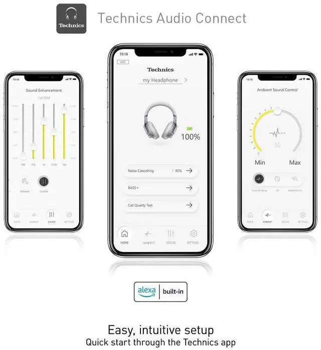 Alt view image 9 of 9 - Technics EAH-A800 Noise Cancelling Wireless Over-Ear Headphones with Microphone  Black