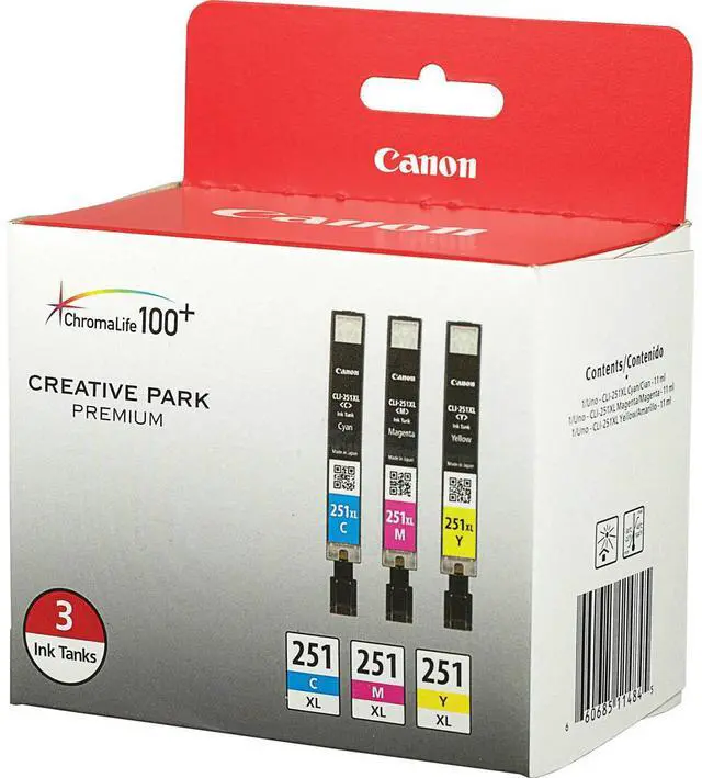 Alt view image 4 of 5 - Canon Ink Cartridges CLI-251 XL 3/PK Cyan/Magenta/Yellow CLI251XLCMY