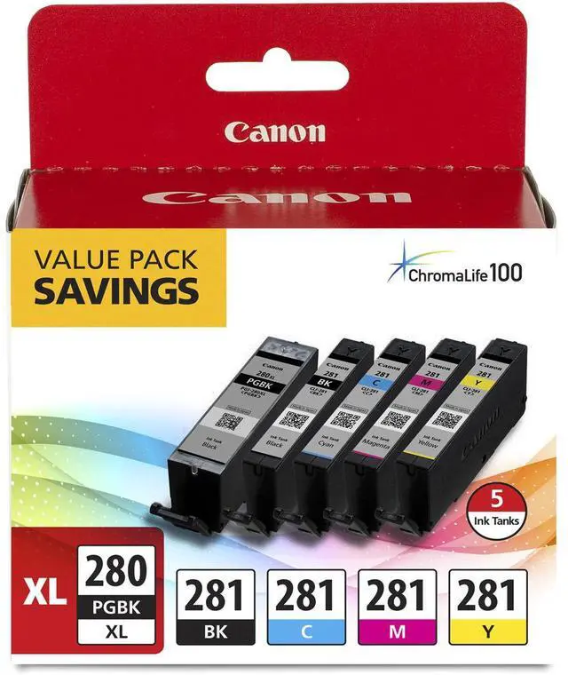Alt view image 2 of 2 - Canon PGI-280 XL/CLI-281 5 Color Ink Tank Pack for Select PIXMA TR, TS Series Printers, 2-Pack