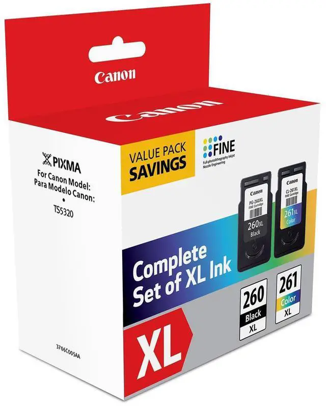 Main image of Canon PG-260XL Black & CL-261XL Color Ink Cartridge Value Pack for PIXMA TS5320