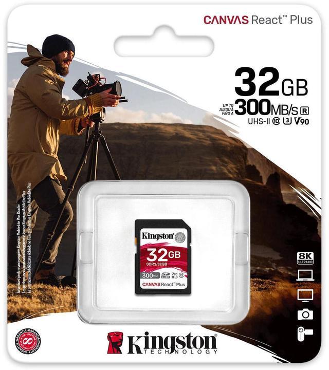 Alt view image 14 of 17 - Kingston Canvas React Plus 32GB Secure Digital High-Capacity (SDHC) Flash Card Model SDR2/32GB