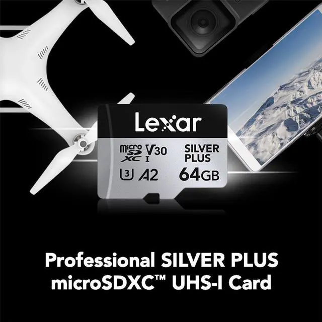 Alt view image 3 of 9 - Lexar Micro SD Professional SILVER PLUS Flash Memory Card 64GB