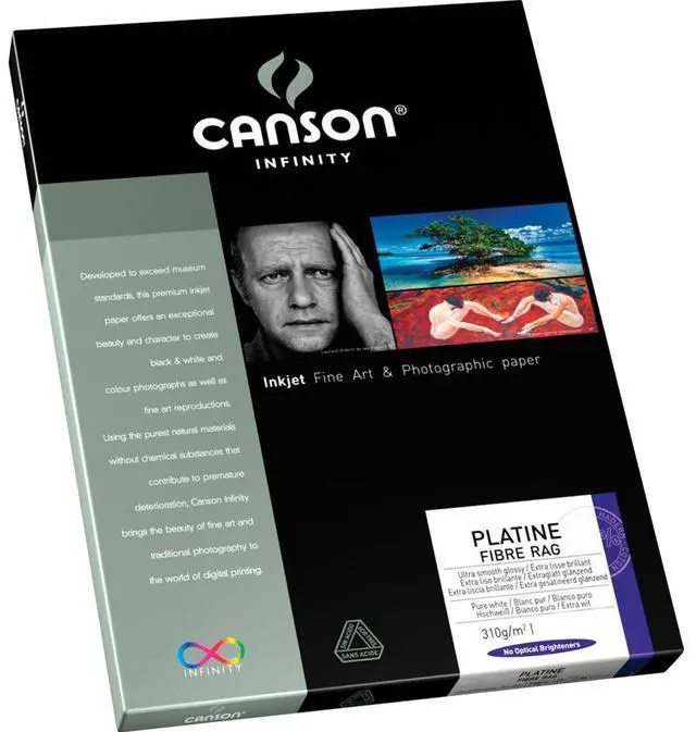 Alt view image 3 of 3 - Canson Infinity Infinity Platine 100% Fibre Rag Bright White Smooth Satin Inkjet Paper, 310gsm, 8.5x11", 10 Sheets