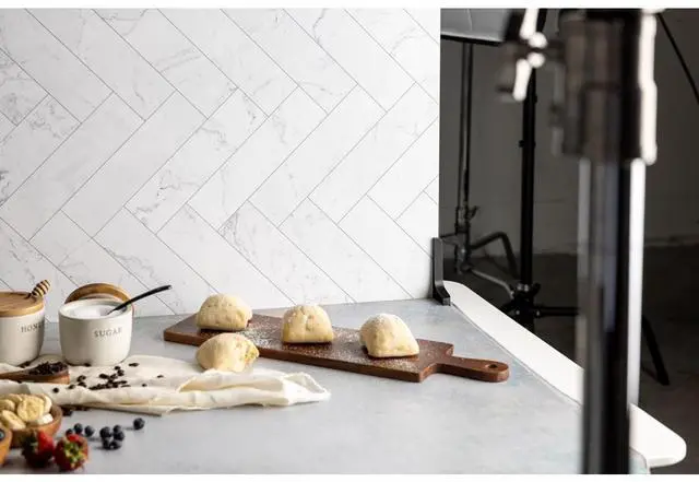 Alt view image 6 of 7 - V-FLAT WORLD Duo Board - Double Sided Backdrop Board Surface Food & Product Photography - Legs Included Made in USA (30 x 40 inches, RosØ Hue/Washed Pigment)
