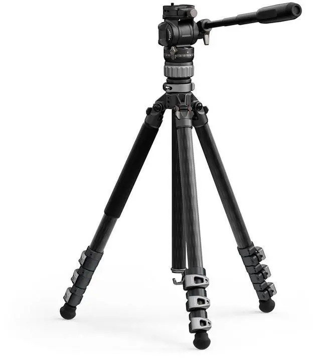 Alt view image 2 of 7 - Tilta Tilta Travel Video Fluid Head with 3-Stage Carbon Fiber Tripod Legs, Space Gray