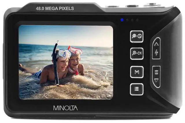 Alt view image 3 of 7 - Minolta Minolta MN60WP Waterproof Dual Screen Digital Camera, Black