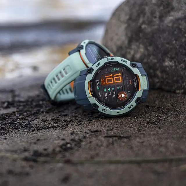 Alt view image 7 of 15 - Garmin Instinct® 3 50mm, AMOLED Display, Rugged Outdoor GPS Smartwatch, Metal-Reinforced Bezel, Built-in Flashlight, Up to 18 Days of Battery Life, Neo Tropic/Twilight