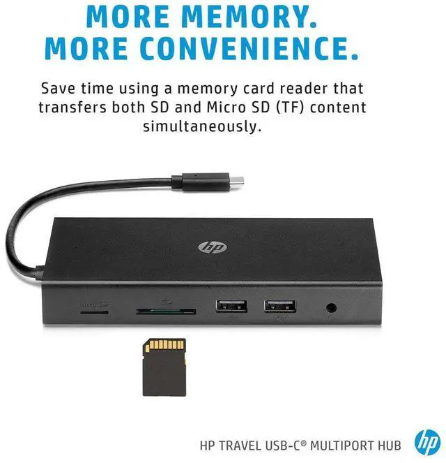 Alt view image 20 of 20 - HP Black 50H55UT Travel USB-C Multi Port Hub