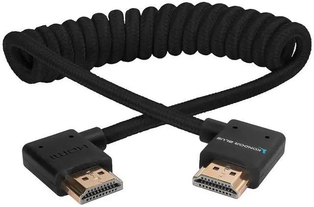 Alt view image 2 of 4 - KONDOR Blue 4K Full HDMI Thin Right Angle Braided Cable for On-Camera Monitors Capture Cards + More