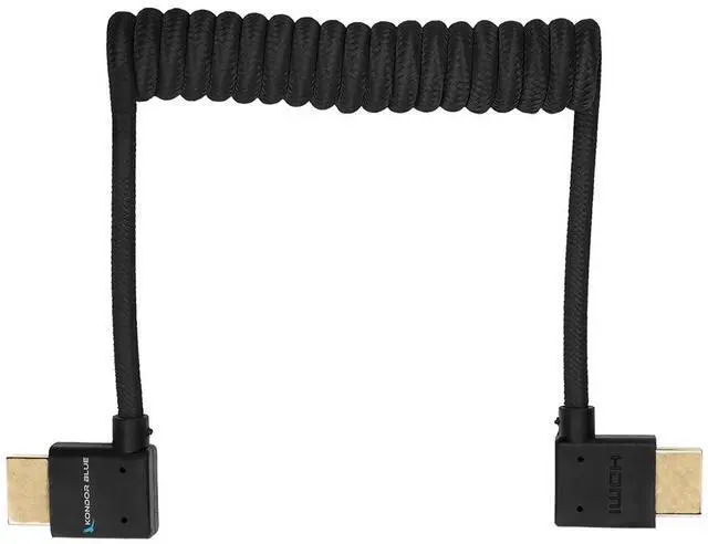 Alt view image 3 of 4 - KONDOR Blue 4K Full HDMI Thin Right Angle Braided Cable for On-Camera Monitors Capture Cards + More