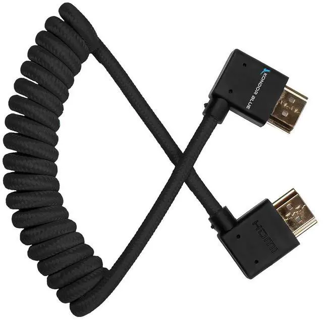 Alt view image 4 of 4 - KONDOR Blue 4K Full HDMI Thin Right Angle Braided Cable for On-Camera Monitors Capture Cards + More