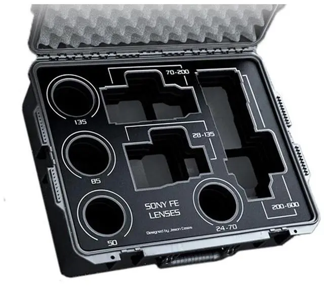Main image of Jason Cases Hard Case with Laser-Cut Foam for 7x Sony FE Lens #SNFELBK
