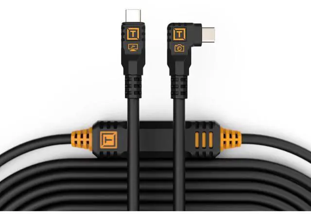 Alt view image 2 of 7 - Tether Tools LeverLock Plate & Optima 10G 15' USB-C Straight to RA Cable, Black
