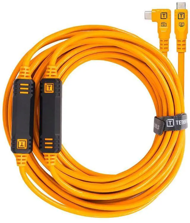 Alt view image 5 of 7 - Tether Tools LeverLock Plate & Optima 10G 31' USB-C Straight to RA Cable, Orange