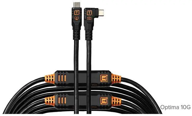 Alt view image 2 of 7 - Tether Tools LeverLock Plate & Optima 10G 31' USB-C Straight to RA Cable, Black
